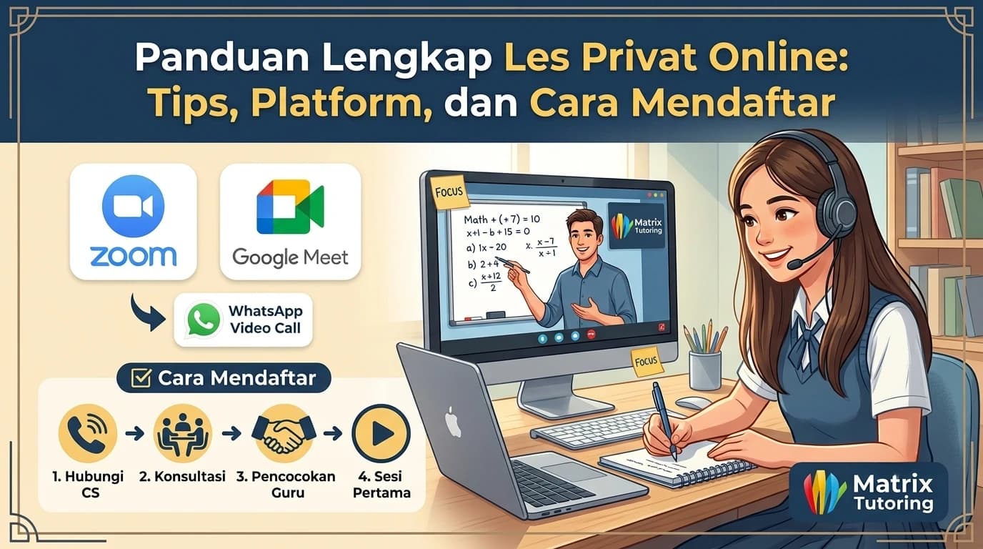 Siswa mengikuti les privat online via Zoom bersama tutor Matrix Tutoring