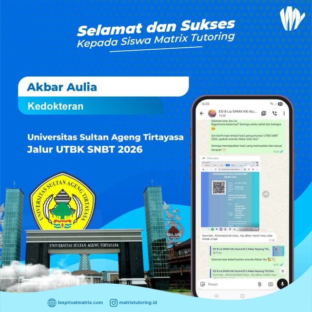 Success Story siswa Akbar Aulia - Matrix Tutoring Indonesia