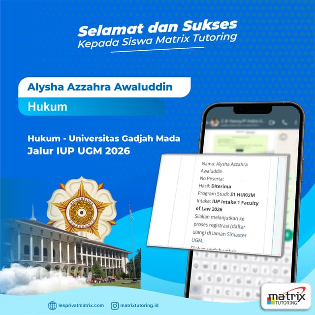 Success Story siswa Alysha Azzahra Awaluddin - Matrix Tutoring di Jatinegara