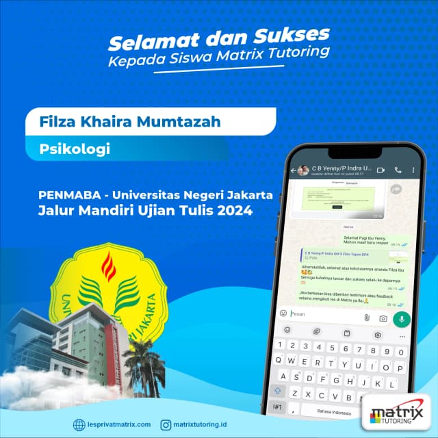 Success Story siswa Filza Khaira Mumtazah - Matrix Tutoring Indonesia