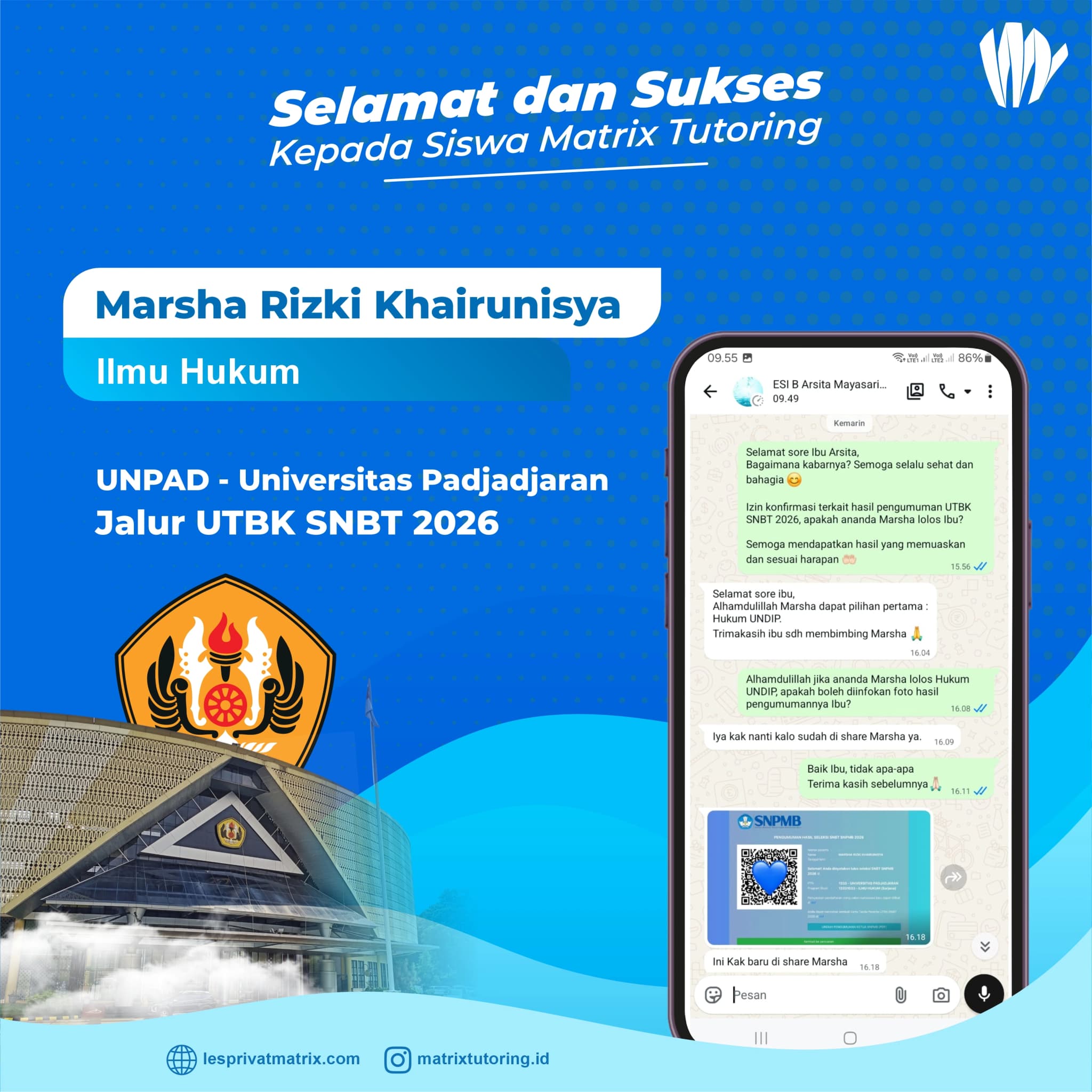 Success Story siswa Marsha Rizki Khairunisya - Matrix Tutoring Indonesia