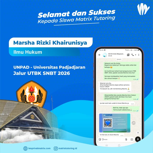 Success Story siswa Marsha Rizki Khairunisya - Matrix Tutoring Indonesia
