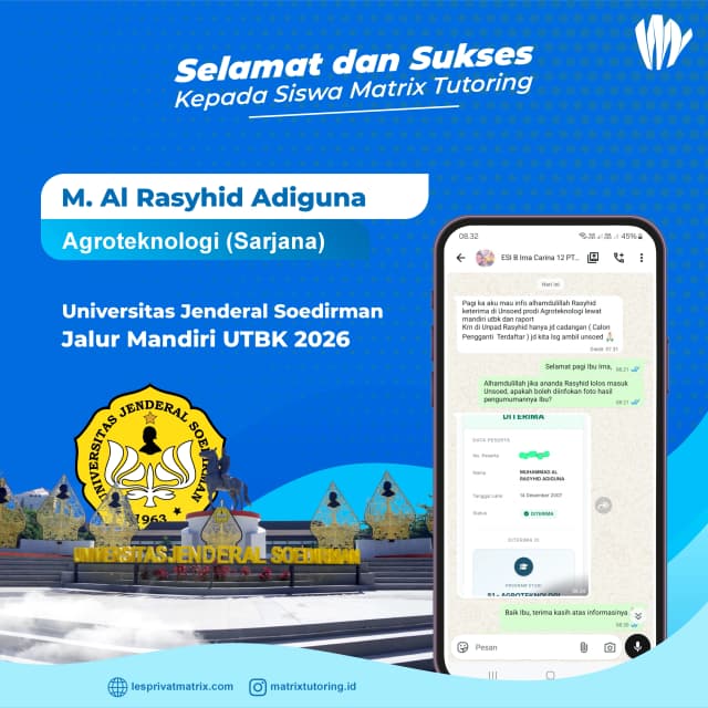 Success Story siswa Muhammad Al Rasyhid Adiguna - Matrix Tutoring Indonesia