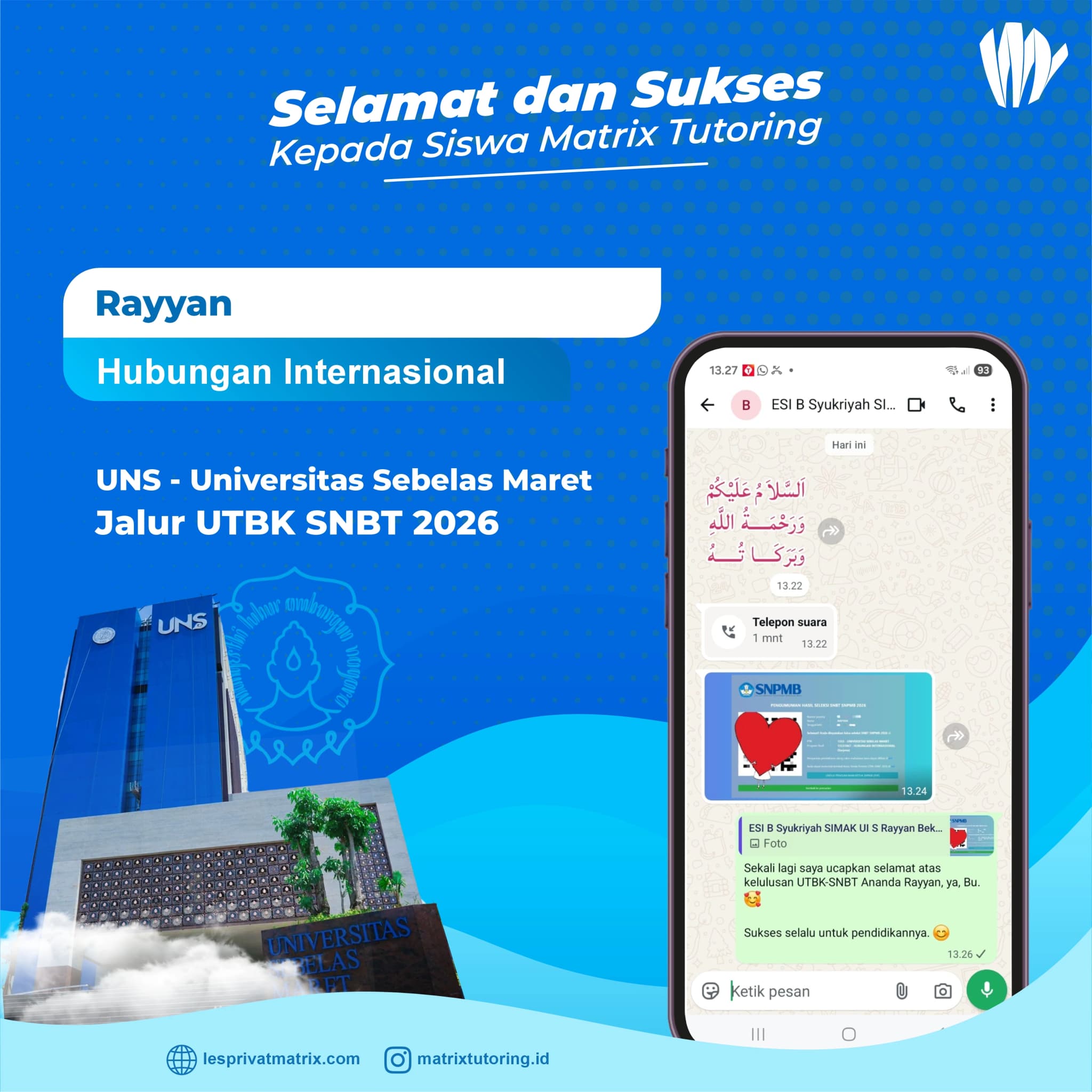 Success Story siswa Rayyan - Matrix Tutoring Indonesia