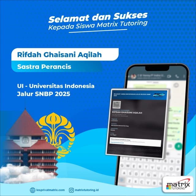 Success Story siswa Rifdah Ghaisani Aqilah - Matrix Tutoring Indonesia
