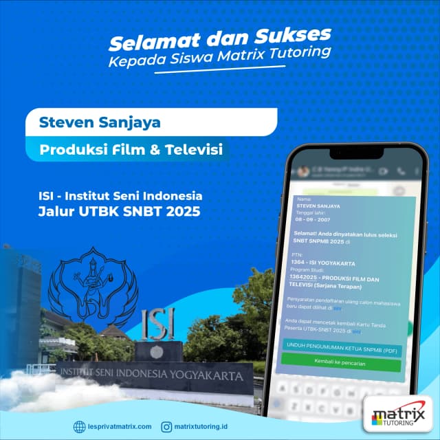 Success Story siswa Steven Sanjaya - Matrix Tutoring Indonesia