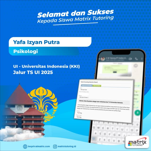 Success Story siswa Yafa Izyan Putra - Matrix Tutoring Indonesia