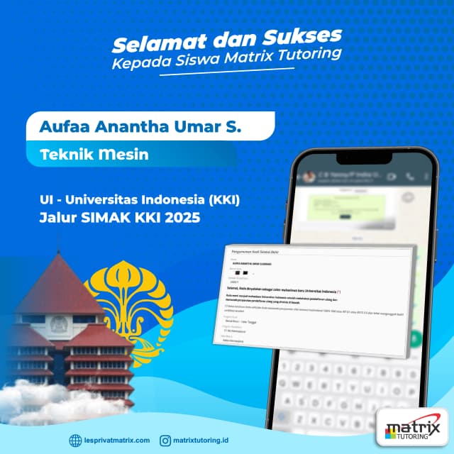 Success Story siswa Aufaa Anantha Umar S. - Matrix Tutoring Indonesia
