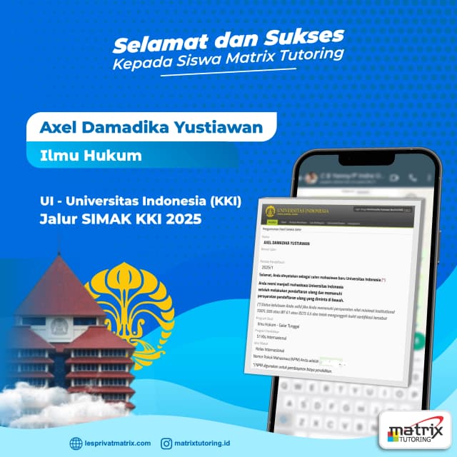 Success Story siswa Axel Damadika Yustiawan - Matrix Tutoring Indonesia