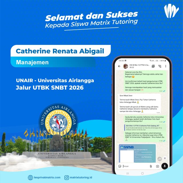 Success Story siswa Catherina Renata Abigail - Matrix Tutoring Indonesia