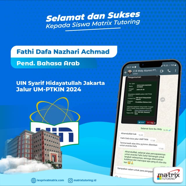 Success Story siswa Fathi Dafa Nazhari Achmad - Matrix Tutoring Indonesia