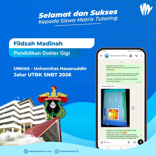 Success Story siswa Fildzah Madinah - Matrix Tutoring Indonesia