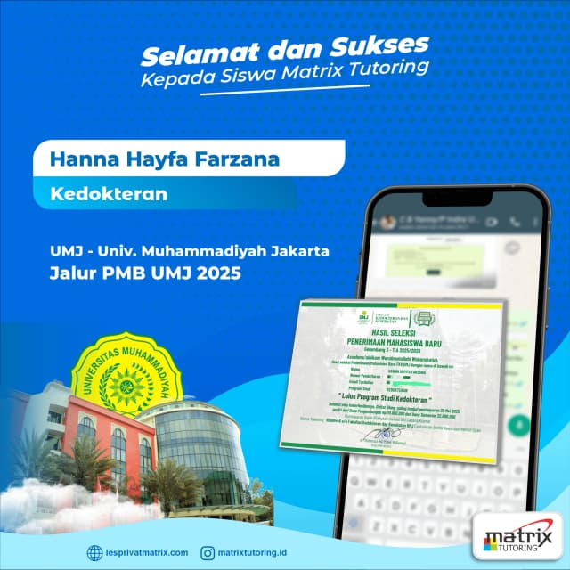 Success Story siswa Hanna hayfa Farzana - Matrix Tutoring Indonesia