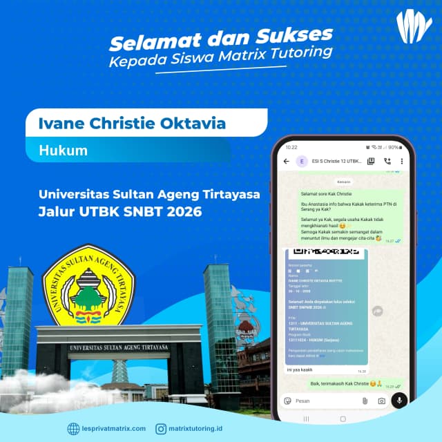 Success Story siswa Ivane Christie Oktavia - Matrix Tutoring Indonesia