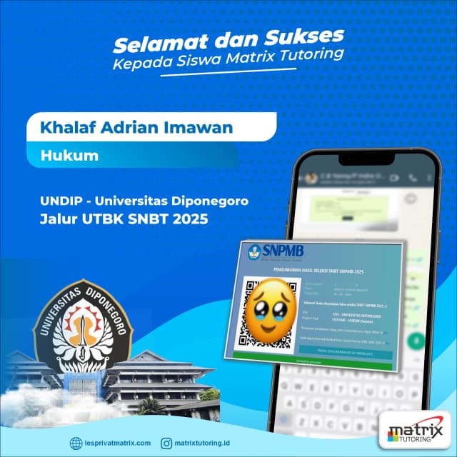 Success Story siswa Khalaf Adrian Imawan - Matrix Tutoring Indonesia