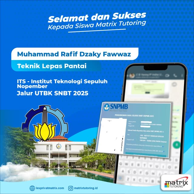 Success Story siswa Muhammad Rafif Dzaky Fawwaz - Matrix Tutoring Indonesia